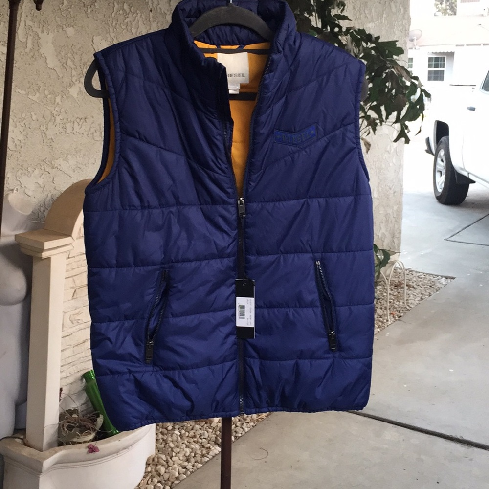 DIESEL vest size 16 Y navy yellow  New